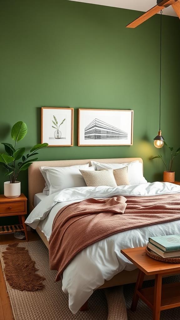 bold sage green wall