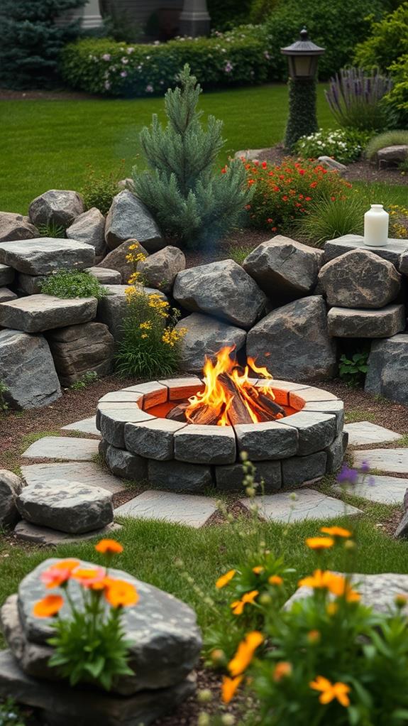 charming outdoor stone firepit