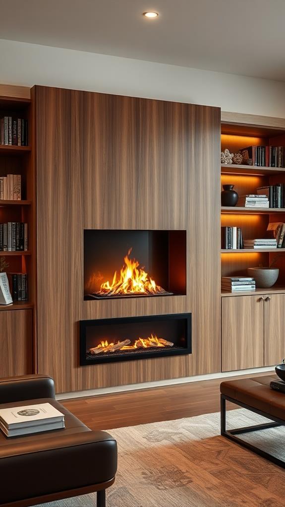 cozy fireplace bookshelf designs