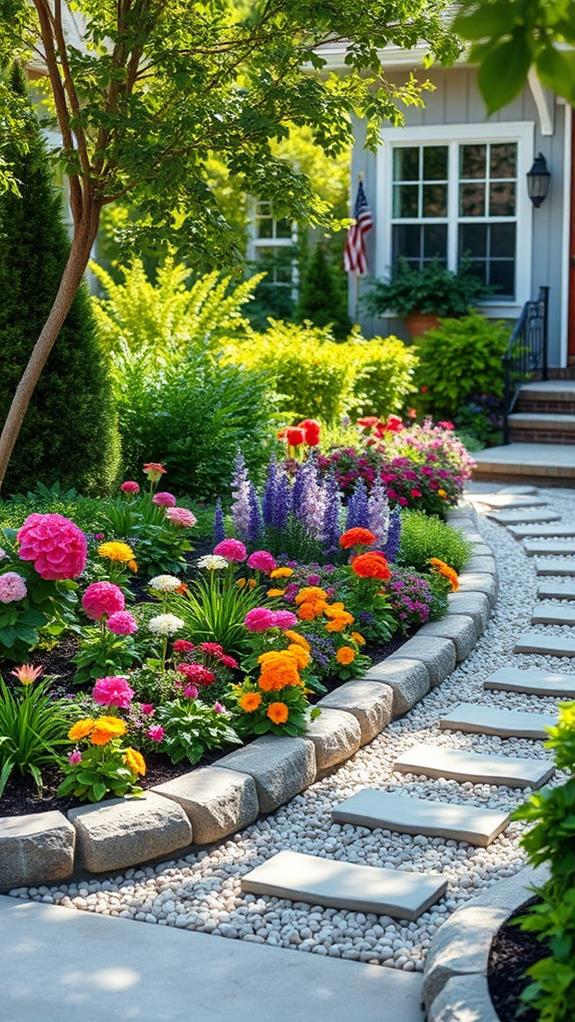 decorative stone bordering plants