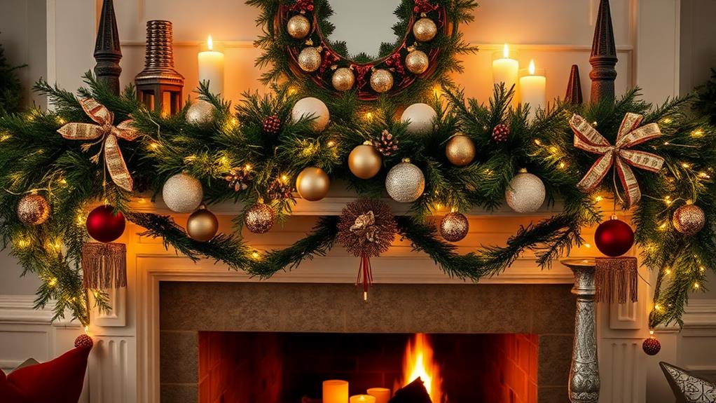 festive holiday mantle decorations