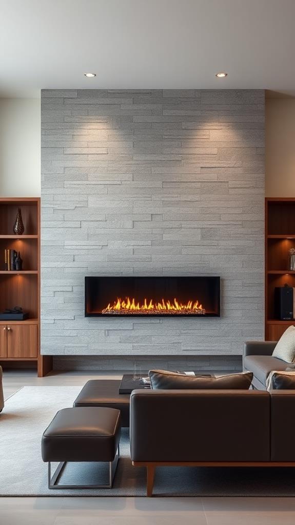 modern linear fireplace designs