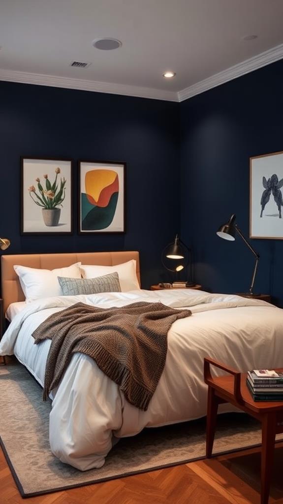 navy blue accent wall