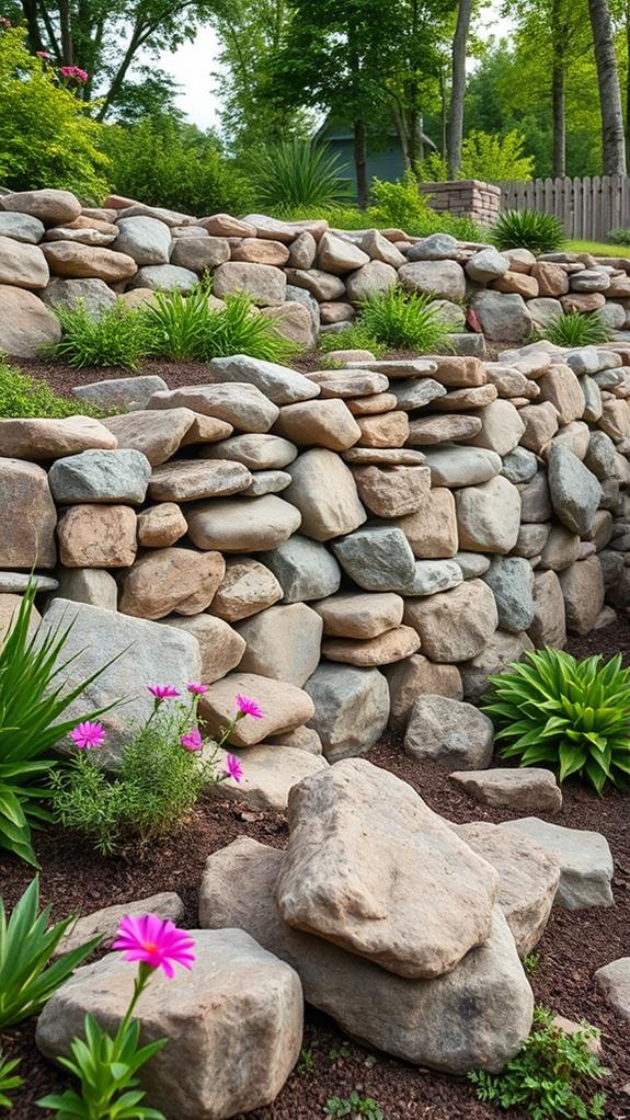 river rock retaining walls