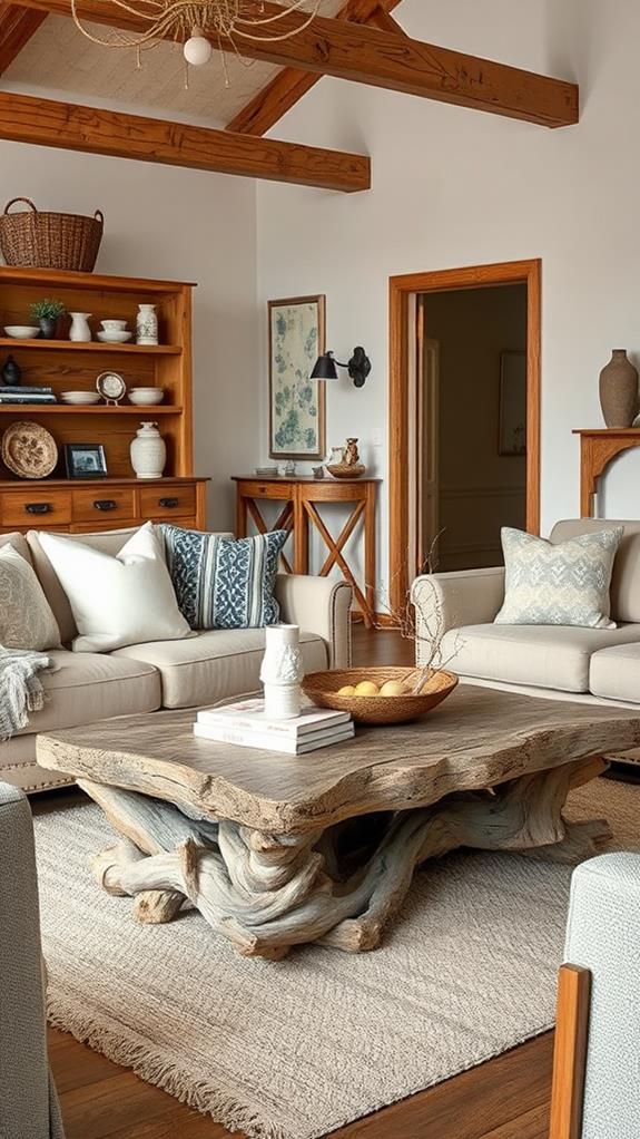 rustic driftwood furniture accents