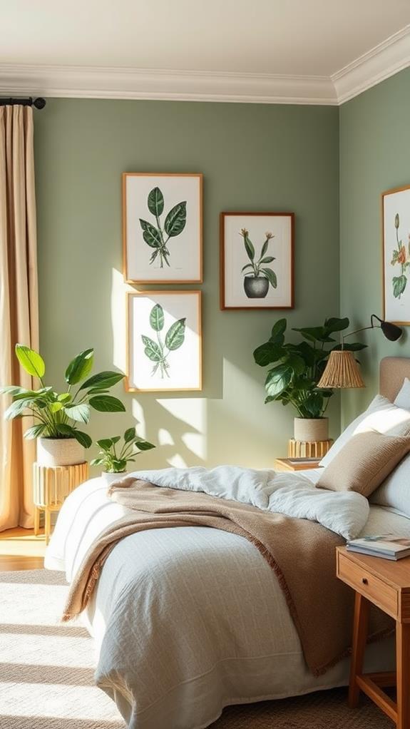 sage green botanical prints