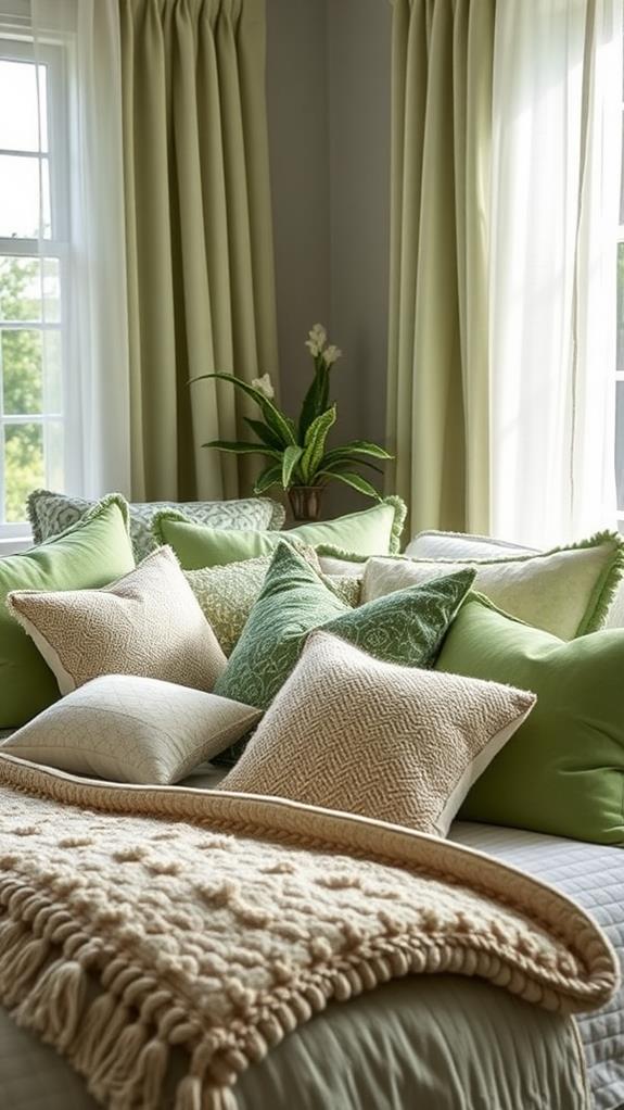 sage green decorative pillows