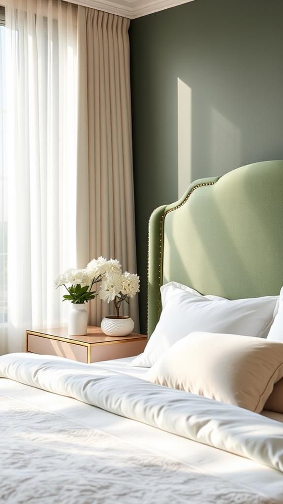 sage green headboard design