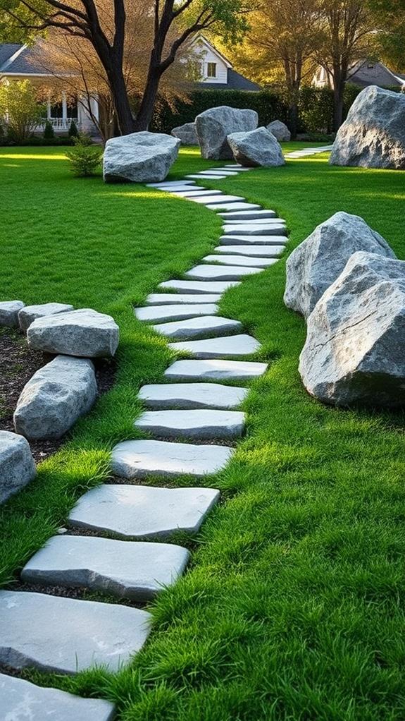 sleek stone garden walkway