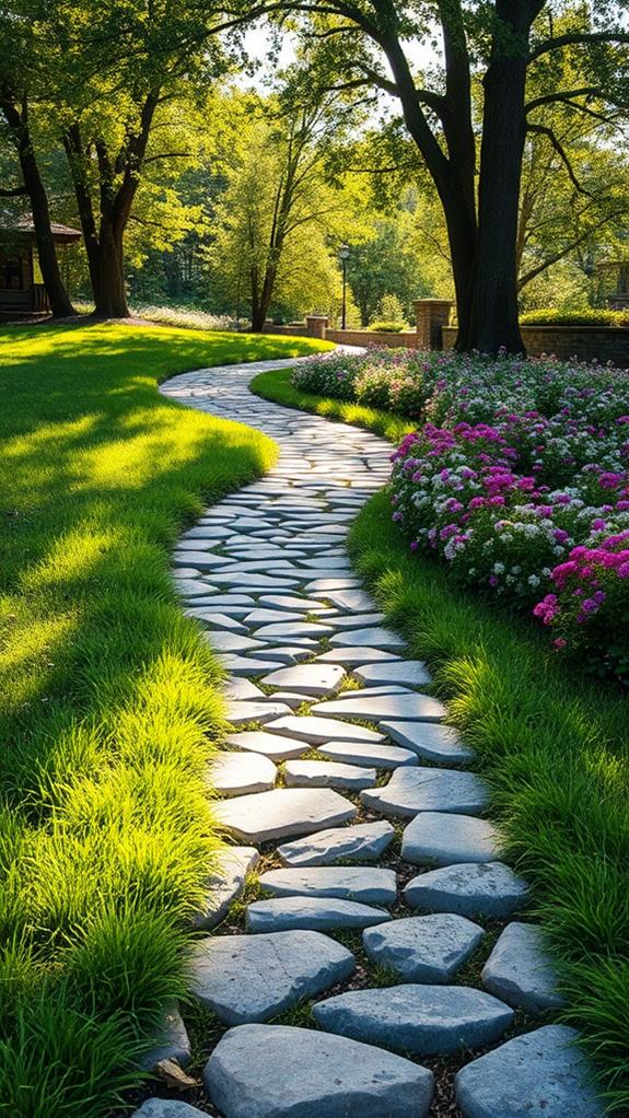 stone lined river pathway