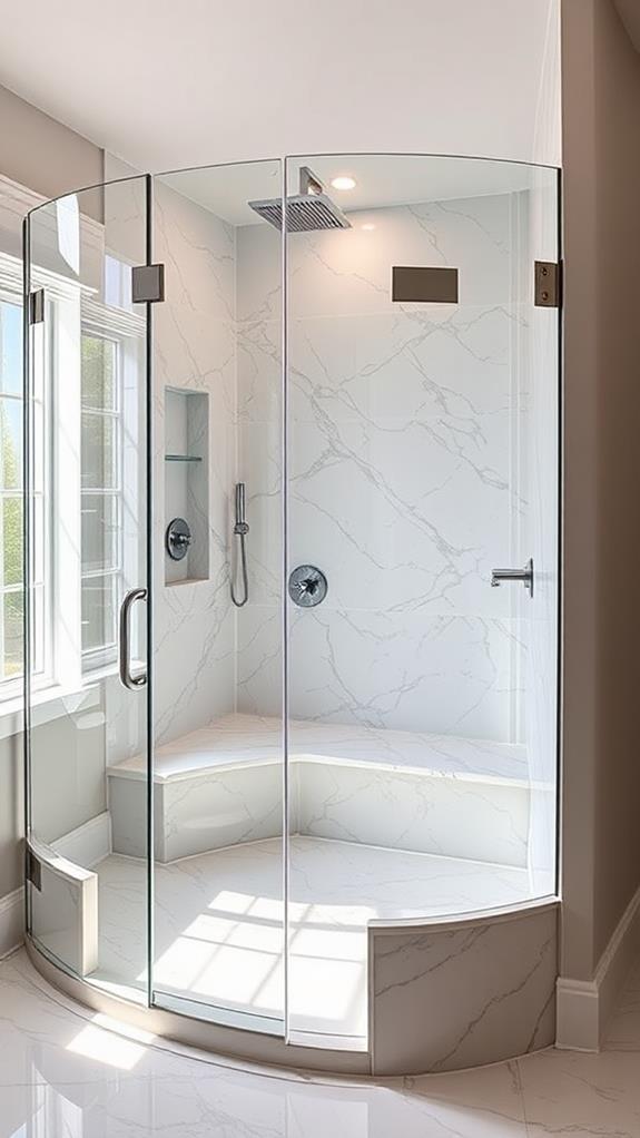 stylish corner walk in showers