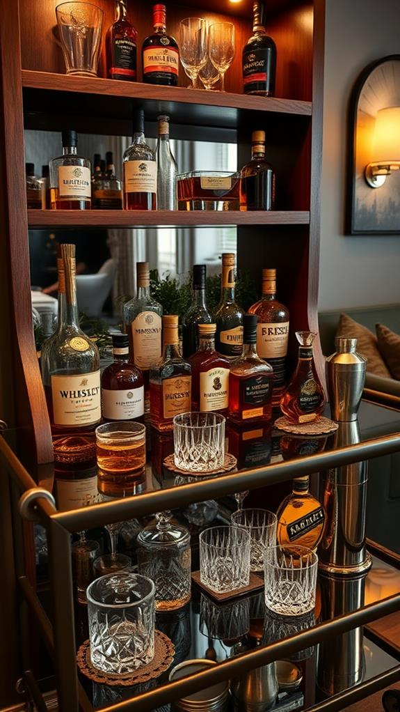 stylish whiskey bar cart