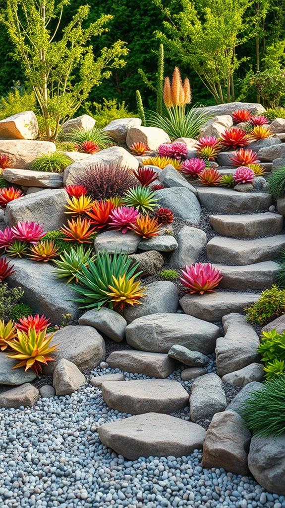 succulent filled rock garden