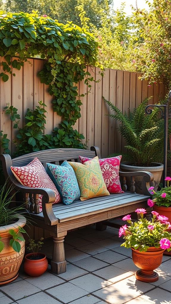 vibrant cushions enhance decor