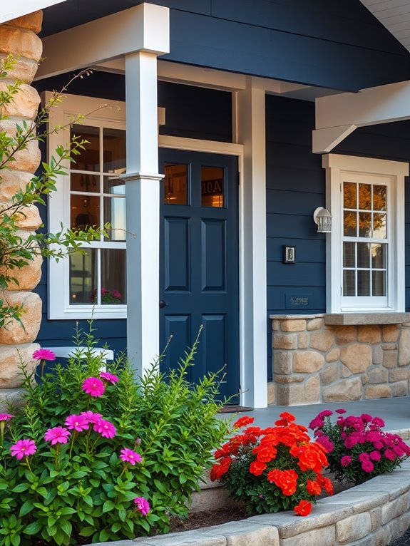 navy blue and light stone