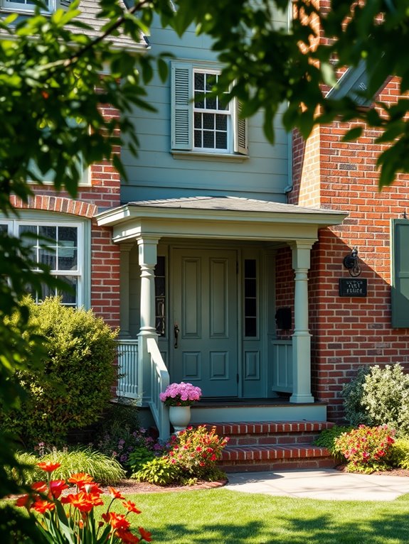 sage green brick design