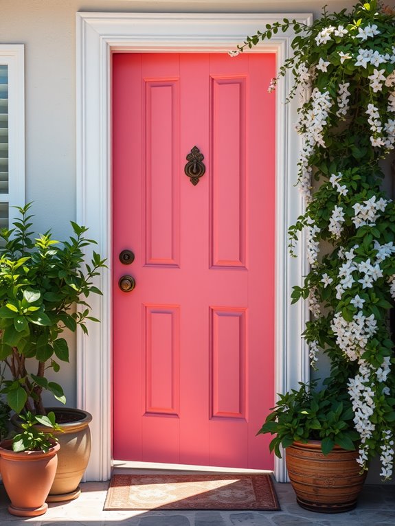 vibrant coral pink hue