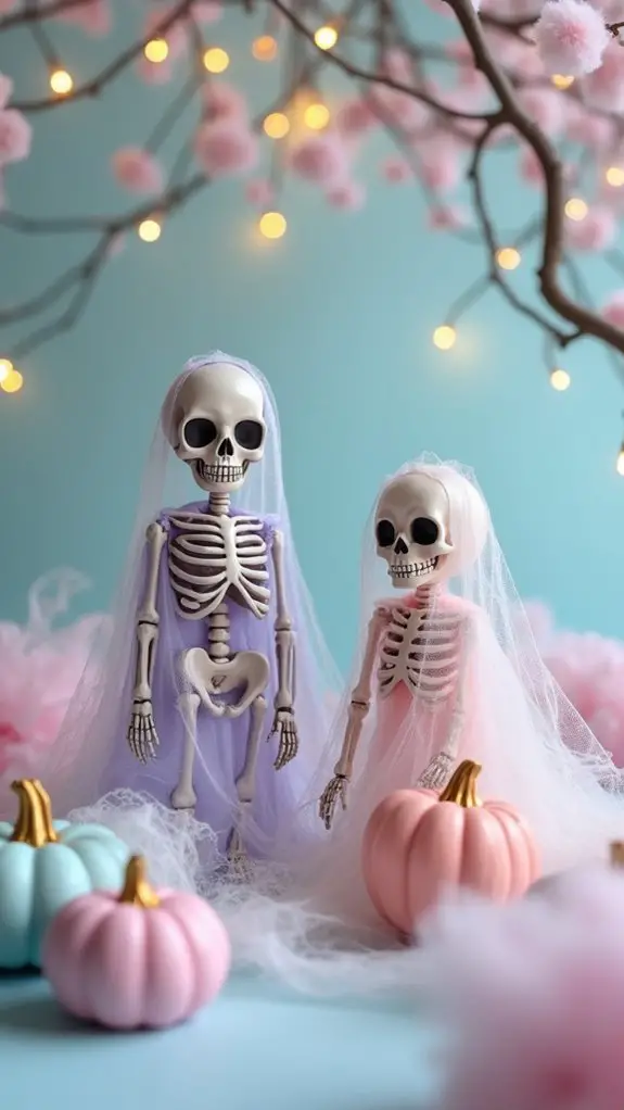 adorable pastel skeleton decor