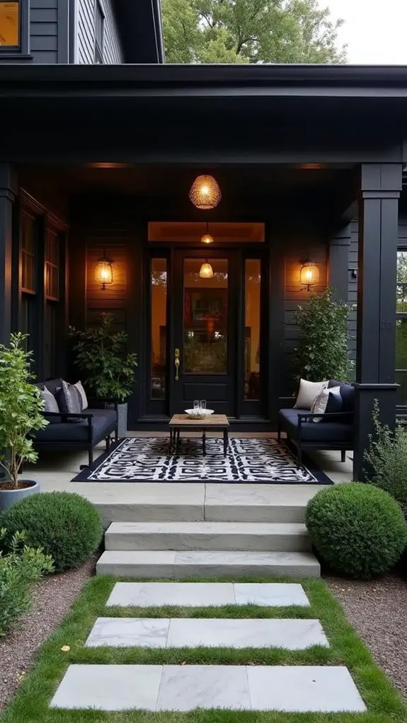artistic black porch lighting