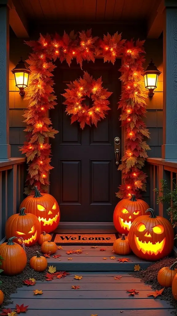 artistic pumpkin entryway decor