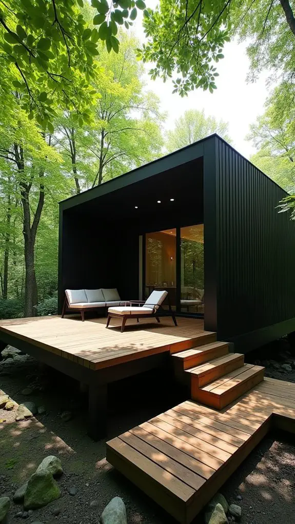 artsy black cabin retreat