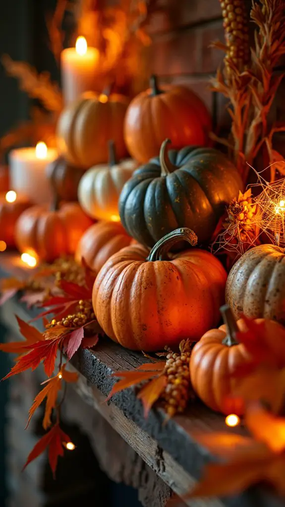 autumnal mantle decor display