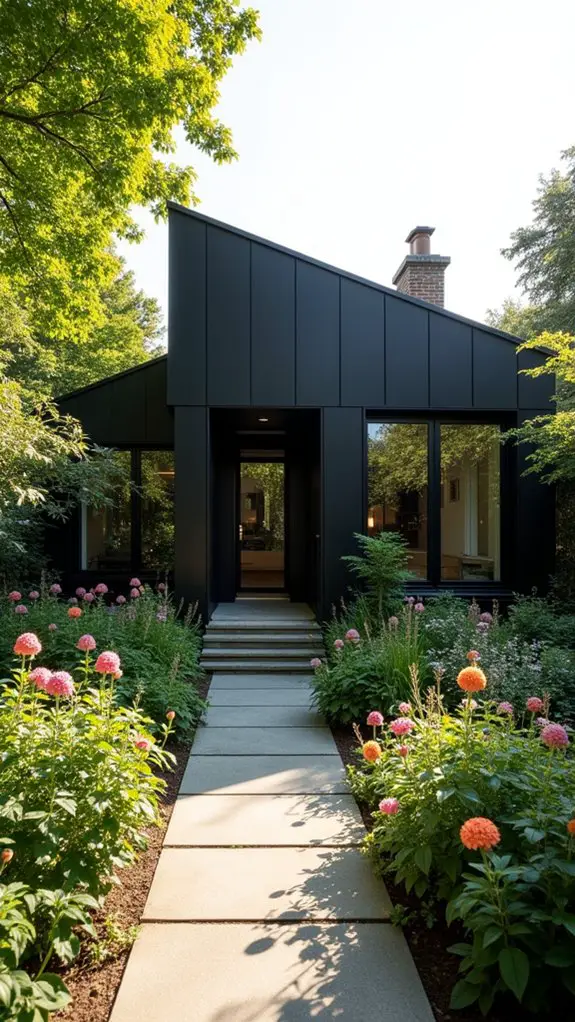 black bungalow vibrant garden