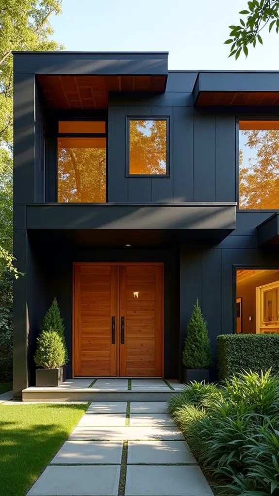 black exterior cedar accents