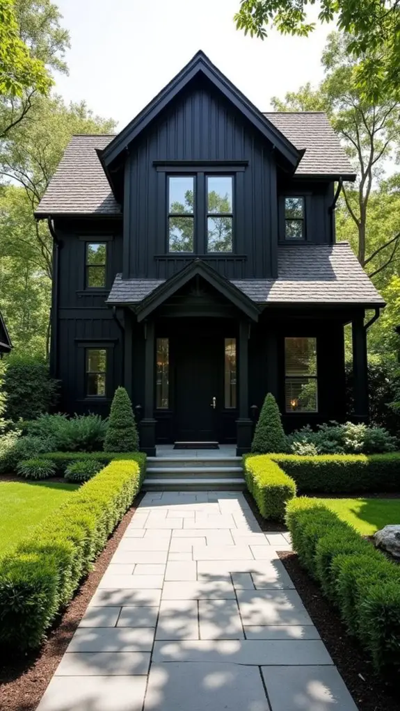 black home grey landscaping