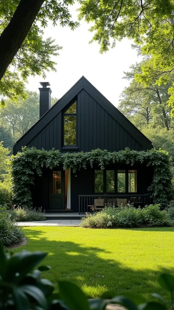 black house lush greenery