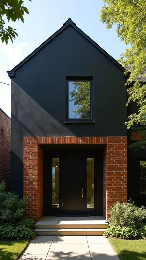 black house with brick trim