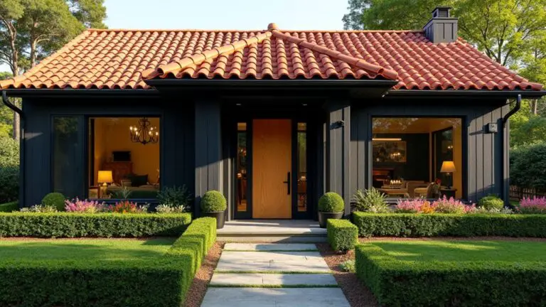 black house with terracotta roof