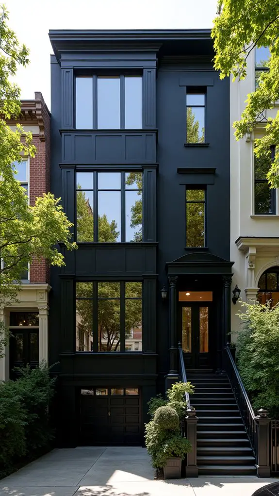 black townhouse with white highlights