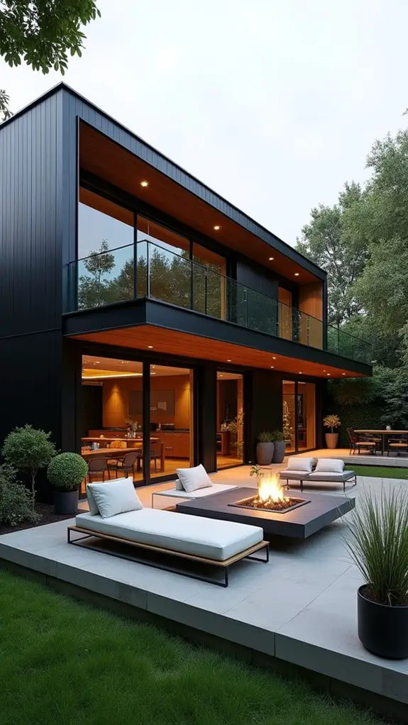 bold architecture with patio