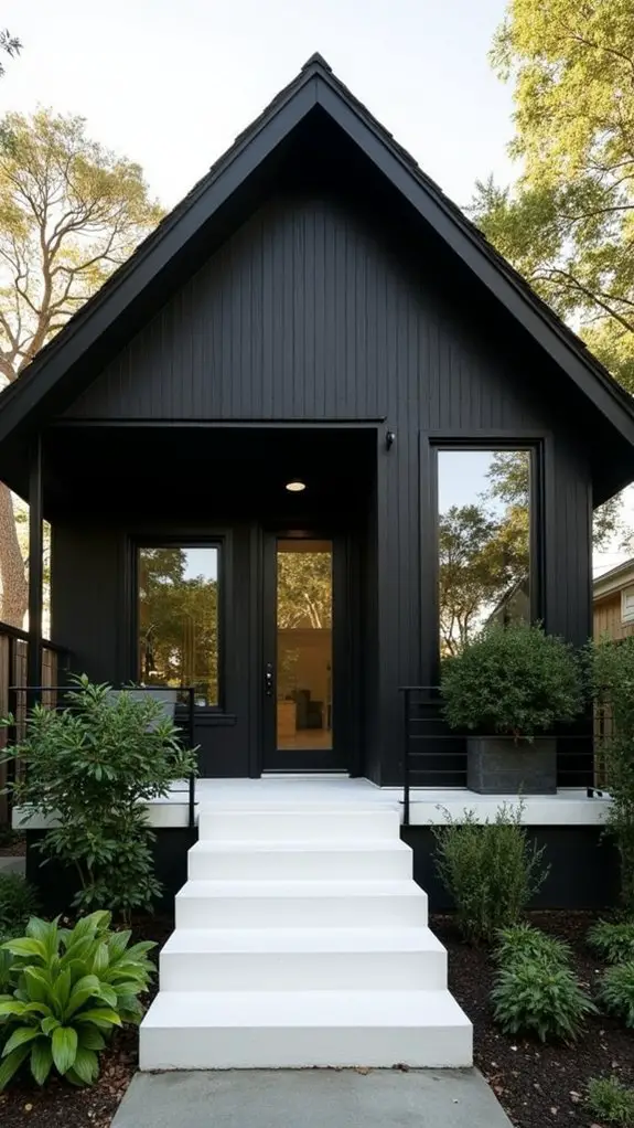 bold black bungalow entrance
