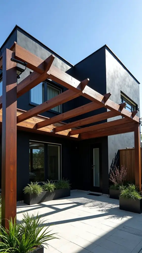 bold black geometric pergola
