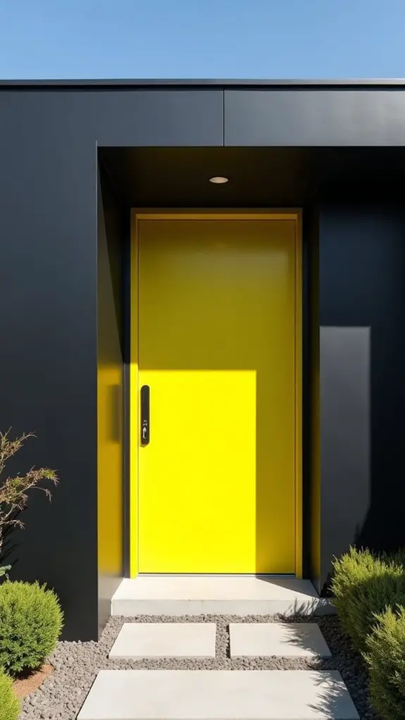 bold chartreuse door contrast