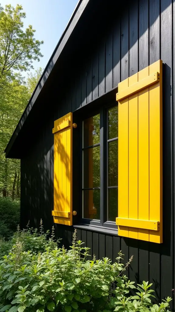 bright yellow shutters contrast