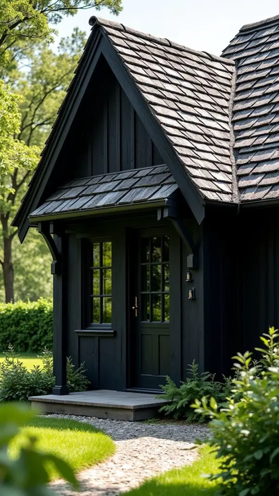 charming black cottage exterior