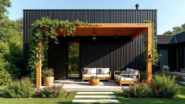 charming black house pergolas