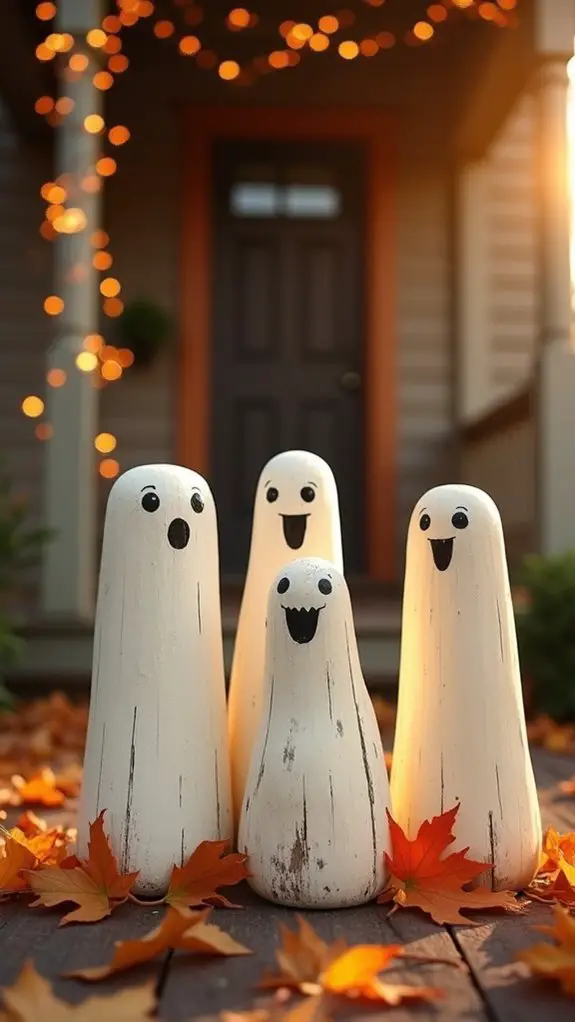charming hand painted wooden ghosts