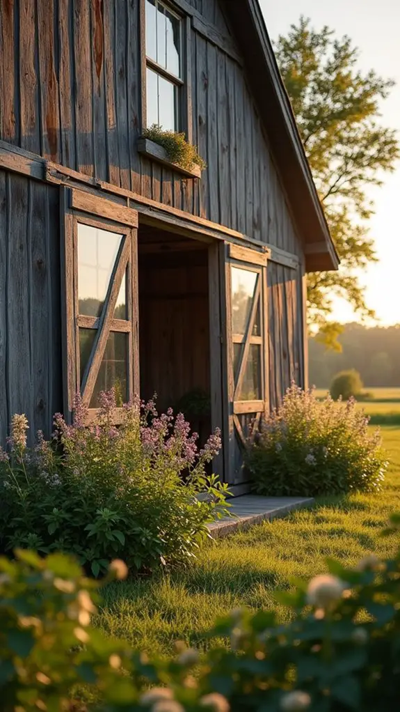 charming rustic sliding windows