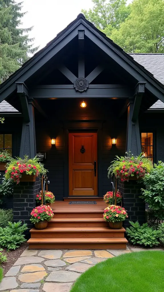 charming steps with planters