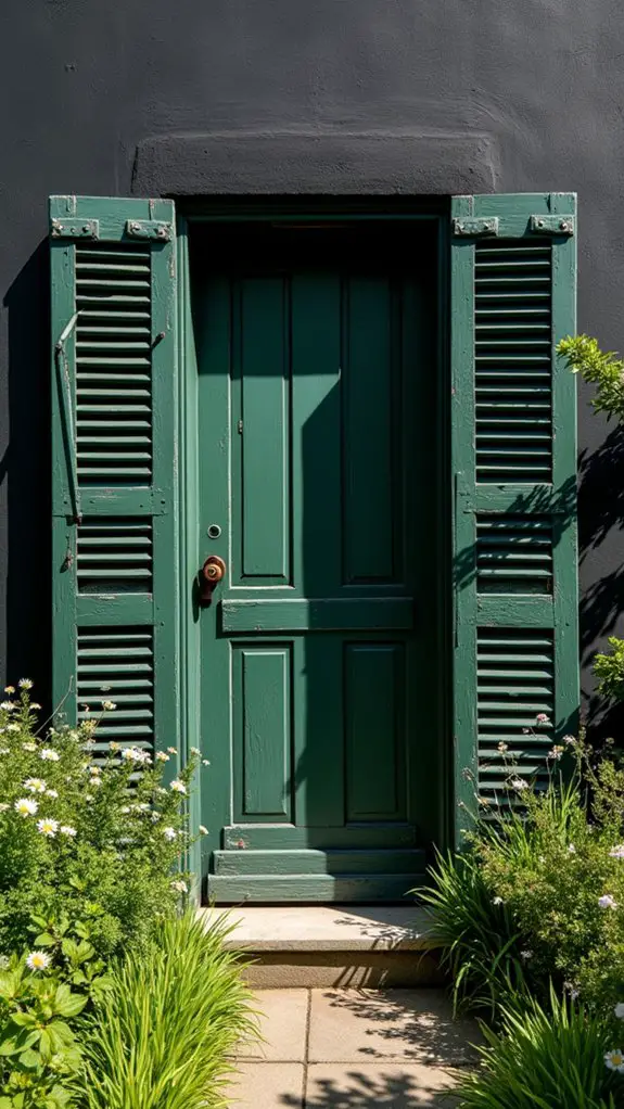charming vintage green shutters