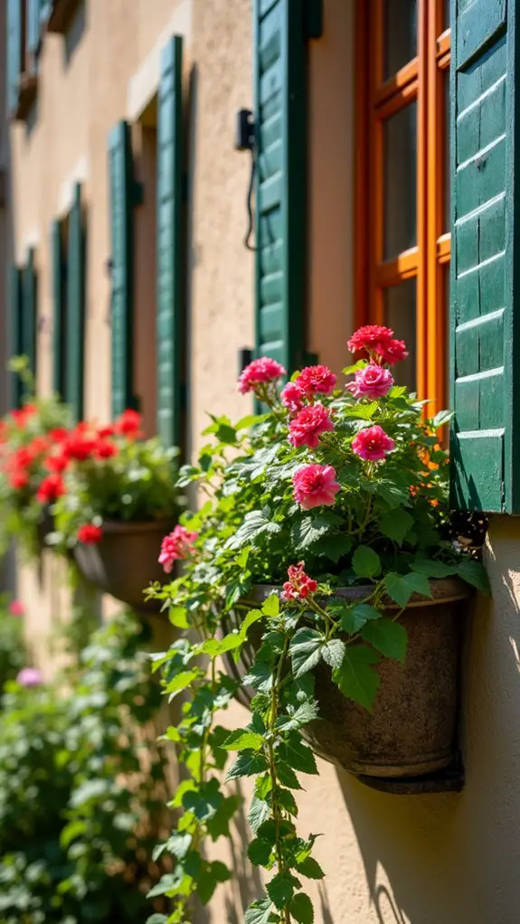 charming window boxes enhance exteriors