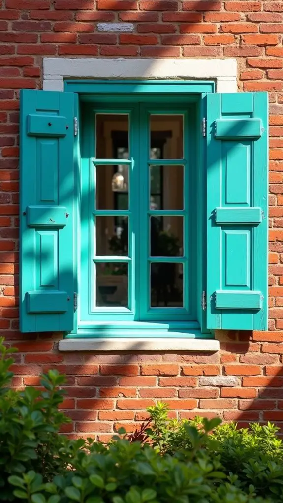 cheerful coastal turquoise shutters