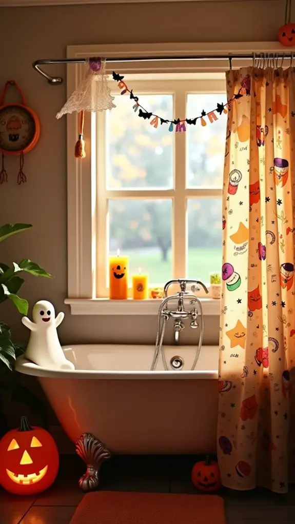 cheerful halloween bathroom decor