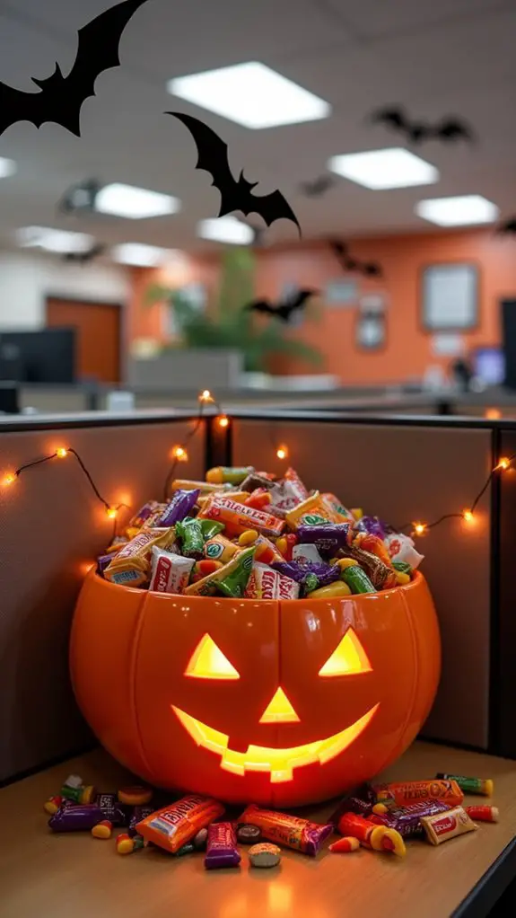 cheerful halloween candy display
