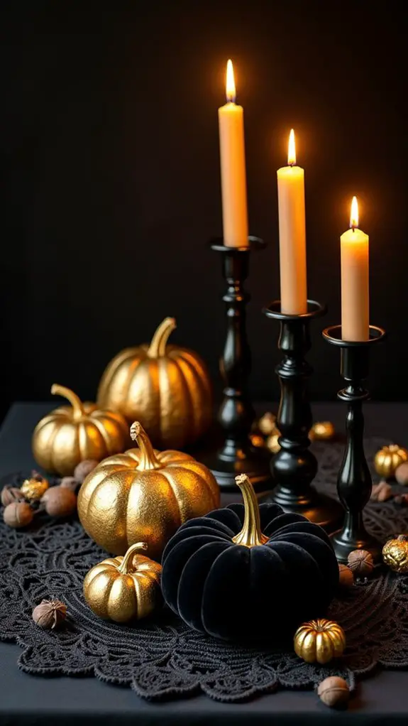 chic black and gold candles