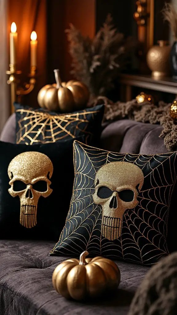 chic black and gold pillows